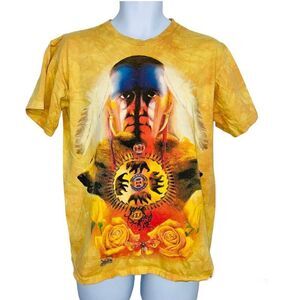 Vintage 2001 The Mountain Native American Bear T-Shirt Mens M Yellow